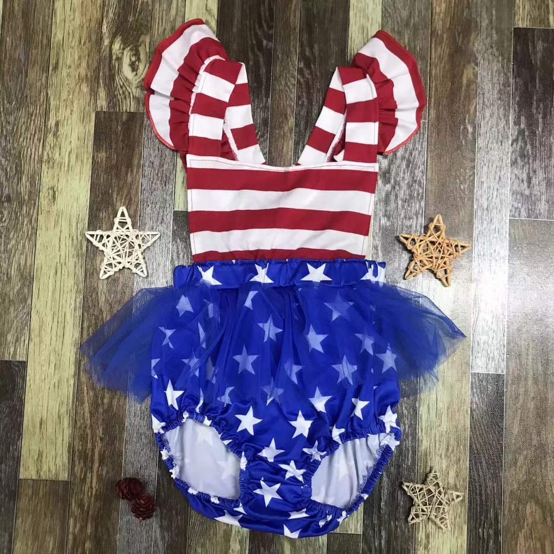 Stars and Stripes Skirted Romper